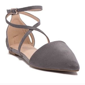 Pointed Toe Ankle Strap Flats